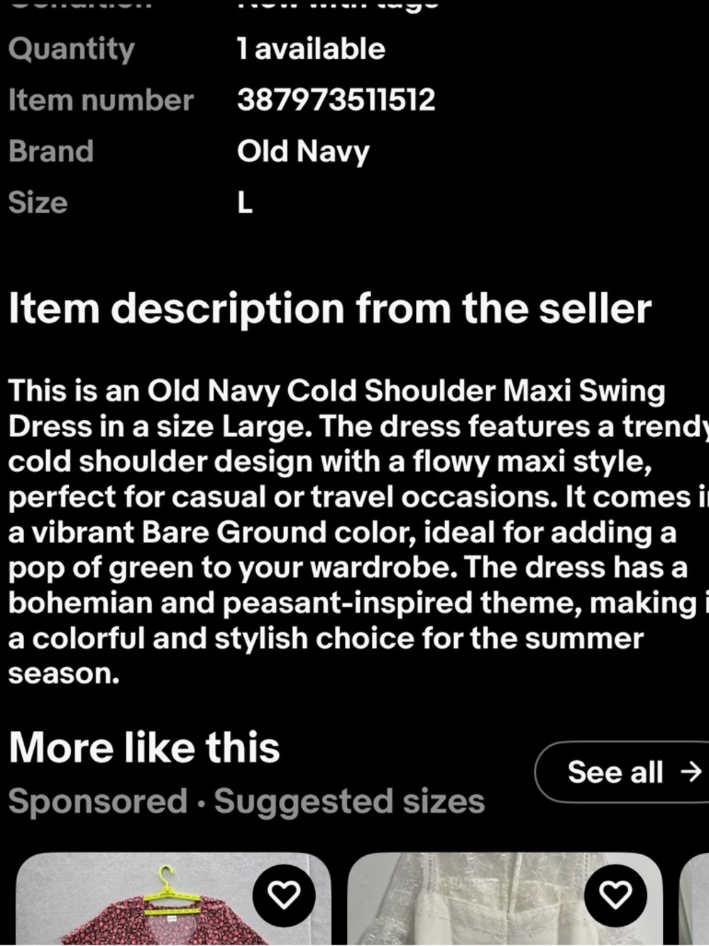 NWOT $55 Old Navy Olive Green Off-Shoulder Tiered Maxi Dress with Eyelet Detail - Picture 4 of 9